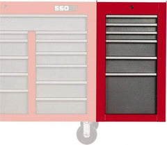 Proto - 6 Drawer Red/Gray Side Cabinet - 19" Wide x 34" High x 25" Deep, Use with 502 Series Box - Exact Tool & Supply