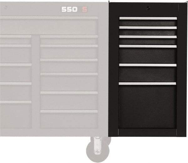 Proto - 6 Drawer Black Side Cabinet - 19" Wide x 34" High x 25" Deep, Use with 500 Series Box - Exact Tool & Supply
