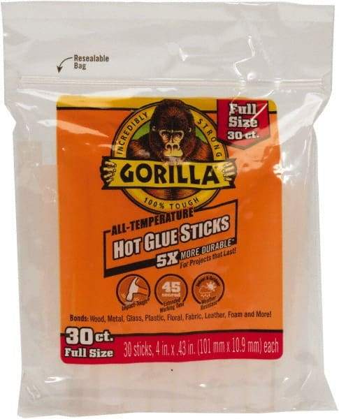 Gorilla Glue - 0.43" Diam, 4" Long, Clear, Hot Melt, Low Melt Glue Stick - Exact Tool & Supply