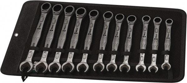 Wera - 11 Piece, 8mm to 19mm, Combination Wrench Set - Metric Measurement Standard, Chrome Vanadium Finish, Comes in Canvas Tool Holster - Exact Tool & Supply