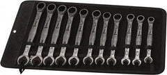 Wera - 11 Piece, 8mm to 19mm, Combination Wrench Set - Metric Measurement Standard, Chrome Vanadium Finish, Comes in Canvas Tool Holster - Exact Tool & Supply