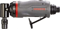 Proto - 1/4" Collet, Angle Handle, Angle Air Die Grinder - 18,500 RPM, Rear Exhaust, 4 CFM, 0.5 hp, 90 psi, 1/4" Inlet - Exact Tool & Supply