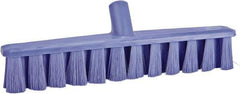 Vikan - 15.25" Fine Particle Polyester Push Broom - 1-7/8" Bristle Length, Plastic Block, European Threaded Handle Connection, Handle Sold Separately - Exact Tool & Supply