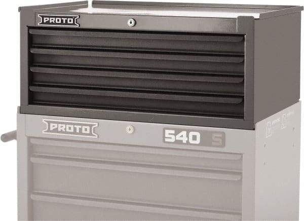 Proto - 4 Drawer Intermediate Tool Chest - 26-1/4" Wide x 18" Deep x 10" High, Steel, Red - Exact Tool & Supply