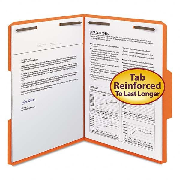 SMEAD - File Folders, Expansion Folders & Hanging Files Folder/File Type: File Folders with Top Tab Fastener Color: Orange - Exact Tool & Supply