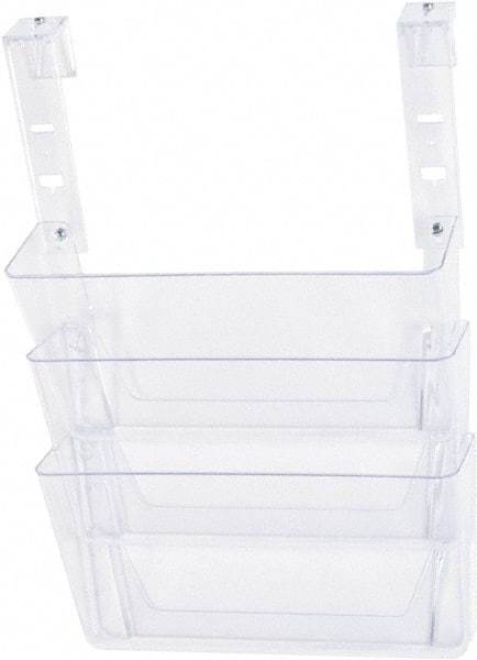 Deflect-o - 13" Wide x 4" Deep x 20" High, 3 Compartments, Plastic Hanging File Folder Racks-Plastic - Clear, 12-3/4" Compartment Width x 3-3/4" Compartment Depth x 6-3/4" Compartment Height - Exact Tool & Supply