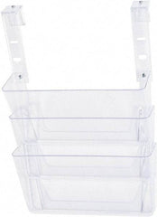 Deflect-o - 13" Wide x 4" Deep x 20" High, 3 Compartments, Plastic Hanging File Folder Racks-Plastic - Clear, 12-3/4" Compartment Width x 3-3/4" Compartment Depth x 6-3/4" Compartment Height - Exact Tool & Supply
