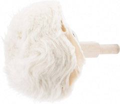 Value Collection - 2" Diam, 1/4" Shank Diam, Round End Shaped Mounted Bob - Soft Density, 2" Head Length, 2-1/2" Shank Length, Cotton Muslin - Exact Tool & Supply