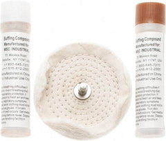 Value Collection - 4" Diam Loose Sewn, Cushion Sewn Buffing Wheel Set - 1/4" Arbor Hole - Exact Tool & Supply