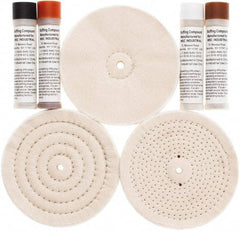 Value Collection - 6" Diam Loose Sewn, Cushion Sewn Buffing Wheel Set - 1/2" Arbor Hole - Exact Tool & Supply