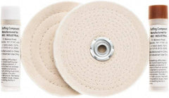 Value Collection - 6" Diam Cushion Sewn, Spiral Sewn Buffing Wheel Set - 1/2 & 7/8" Arbor Hole - Exact Tool & Supply