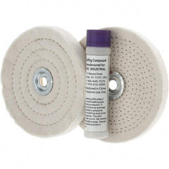 Value Collection - 6" Diam Cushion Sewn, Spiral Sewn Buffing Wheel Set - 1/2 & 7/8" Arbor Hole - Exact Tool & Supply