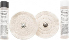 Value Collection - 4" Diam Cushion Sewn, Spiral Sewn Buffing Wheel Set - 1/2" Arbor Hole - Exact Tool & Supply