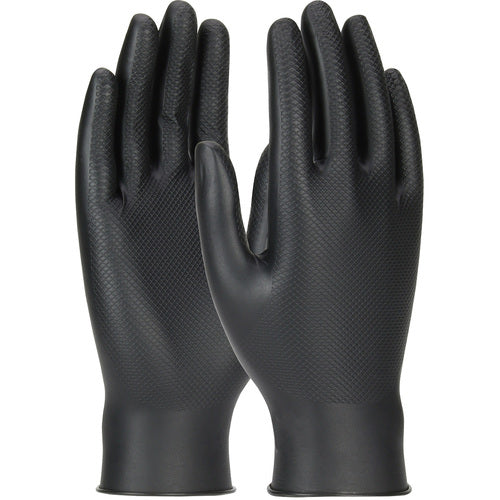 ‎67-246/S Disposable Gloves - Ambi-Dex Grippaz Industrial - Black - 6 Mil Nitrile - Fish Scale - 50/Box - Exact Tool & Supply