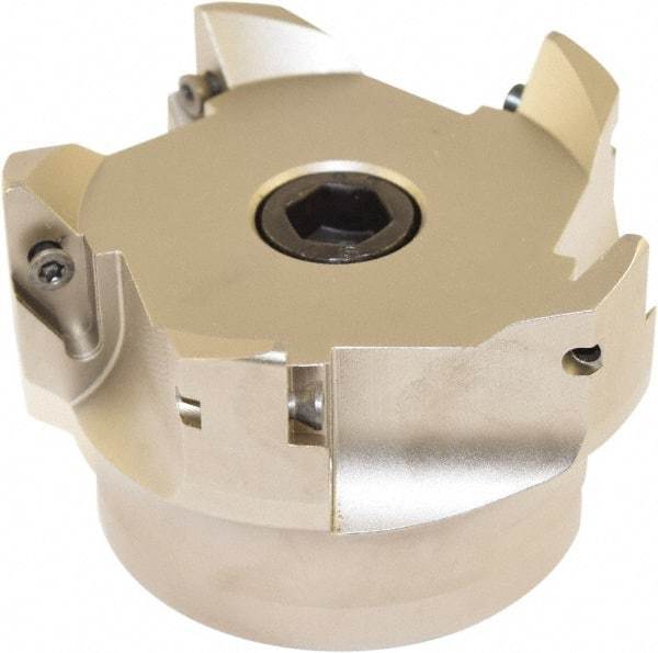 Millstar - 5 Inserts, 80mm Cut Diam, 27mm Arbor Diam, Indexable Square-Shoulder Face Mill - 0/90° Lead Angle, 60mm High, VCGT Insert Compatibility, Series ASMN - Exact Tool & Supply