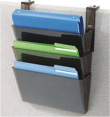 Deflect-o - 13" Wide x 7" High x 4" Deep Plastic Wall File - 3 Compartments, Black - Exact Tool & Supply