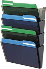 Deflect-o - 13" Wide x 7" High x 4" Deep Plastic Wall File - 4 Compartments, Smoke - Exact Tool & Supply