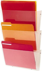 Deflect-o - 14-1/2" Wide x 6-1/2" High x 3" Deep Plastic Wall File - 3 Compartments, Clear - Exact Tool & Supply