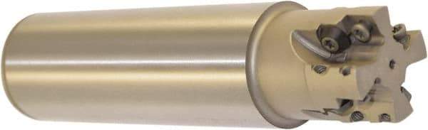 Millstar - 1-1/2" Cut Diam, 1.58" Max Depth, 1-1/2" Shank Diam, Cylindrical Shank Indexable High-Feed End Mill - Screw Holding Method, HFCI-1204 Insert, HFSS Toolholder, Through Coolant - Exact Tool & Supply