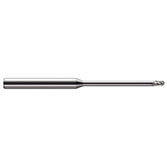 Harvey Tool - Ball End Mills; Mill Diameter (Decimal Inch): 0.0500 ; Number of Flutes: 3 ; Length of Cut (mm): 1.9000 ; Length of Cut (Decimal Inch): 0.0750 ; Material: Solid Carbide ; Overall Length (Inch): 2-1/2 - Exact Tool & Supply