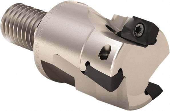 Seco - 1" Cut Diam, 0.669" Max Depth of Cut, 1.57" OAL, Indexable Square Shoulder End Mill - XO.. 1806 Inserts, M12 Modular Connection, 90° Lead Angle, Through Coolant, Series Power Turbo - Exact Tool & Supply