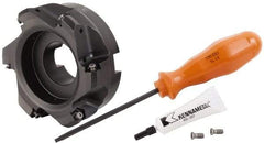Kennametal - 4" Cut Diam, 1-1/2" Arbor Hole, 3.23mm Max Depth of Cut, 45° Indexable Chamfer & Angle Face Mill - 6 Inserts, HNGJ 0604... Insert, Right Hand Cut, 6 Flutes, Through Coolant, Series Dodeka Mini - Exact Tool & Supply