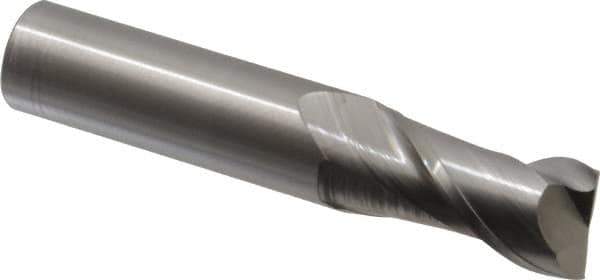 Accupro - 3/4", 1-1/2" LOC, 3/4" Shank Diam, 4" OAL, 2 Flute, Solid Carbide Square End Mill - Single End, Uncoated, Spiral Flute, 40° Helix, Centercutting, Right Hand Cut, Right Hand Flute - Exact Tool & Supply