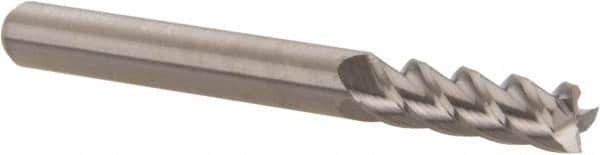 Accupro - 3/16", 5/8" LOC, 3/16" Shank Diam, 2" OAL, 4 Flute, Solid Carbide Square End Mill - Single End, Uncoated, Spiral Flute, 40° Helix, Centercutting, Right Hand Cut, Right Hand Flute - Exact Tool & Supply