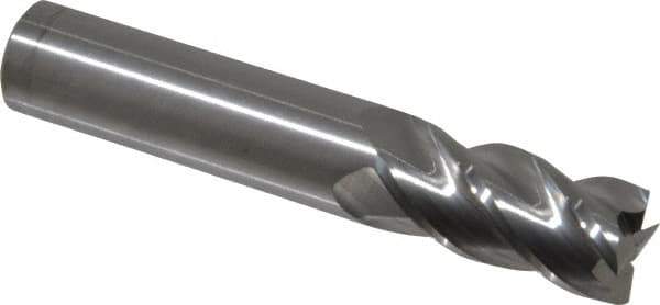 Accupro - 5/8", 1-1/4" LOC, 5/8" Shank Diam, 3-1/2" OAL, 4 Flute, Solid Carbide Square End Mill - Single End, Uncoated, Spiral Flute, 40° Helix, Centercutting, Right Hand Cut, Right Hand Flute - Exact Tool & Supply