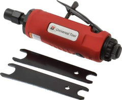 Universal Tool - 1/4" Collet, Straight Handle, Straight Air Die Grinder - 22,000 RPM, Rear Exhaust, 22 CFM, 0.9 hp, 90 psi, 1/4 NPT - Exact Tool & Supply