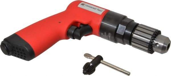 Universal Tool - 3/8" Reversible Keyed Chuck - Pistol Grip Handle, 1,800 RPM, 4.6 CFM, 0.8 hp, 90 psi - Exact Tool & Supply
