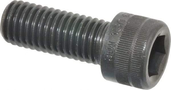 Holo-Krome - M12x1.75 Metric Coarse Hex Socket Drive, Socket Cap Screw - Grade 12.9 Alloy Steel, Black Oxide Finish, Fully Threaded, 30mm Length Under Head - Exact Tool & Supply