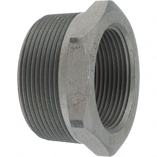 Made in USA - Size 2 x 1-1/2", Class 3,000, Forged Carbon Steel Black Pipe Hex Bushing - 3,000 psi, Threaded End Connection - Exact Tool & Supply