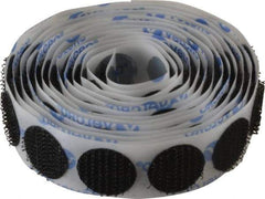 VELCRO Brand - 100 Piece 5/8" Wide Adhesive Backed Hook Dots - Packaged Pieces, Black - Exact Tool & Supply