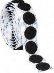 VELCRO Brand - 100 Piece 3/4" Wide Adhesive Backed Loop Dots - Packaged Pieces, Black - Exact Tool & Supply