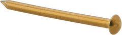 Made in USA - 18 Gauge, 3/4" OAL Escutcheon Pin Nails - Smooth Shank, Brass, Bright Finish - Exact Tool & Supply