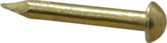 Made in USA - 16 Gauge, 1/2" OAL Escutcheon Pin Nails - Smooth Shank, Brass, Bright Finish - Exact Tool & Supply