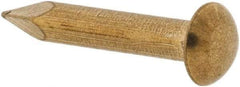 Made in USA - 14 Gauge, 1/2" OAL Escutcheon Pin Nails - Smooth Shank, Brass, Bright Finish - Exact Tool & Supply