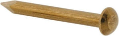 Made in USA - 14 Gauge, 3/4" OAL Escutcheon Pin Nails - Smooth Shank, Brass, Bright Finish - Exact Tool & Supply