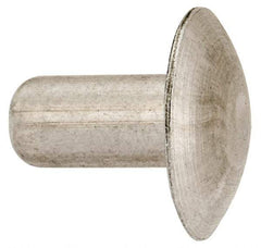 Made in USA - 1/4" Body Diam, Brazier Aluminum Solid Rivet - 1/2" Length Under Head, Grade 1100F, 5/8" Head Diam x 1/8" Head Height - Exact Tool & Supply