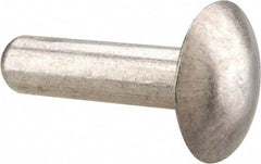 Made in USA - 1/4" Body Diam, Brazier Aluminum Solid Rivet - 1" Length Under Head, Grade 1100F, 5/8" Head Diam x 1/8" Head Height - Exact Tool & Supply