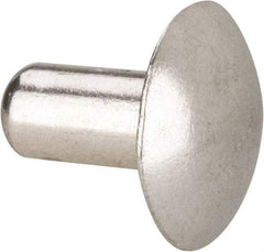Made in USA - 1/4" Body Diam, Brazier Aluminum Solid Rivet - 1/2" Length Under Head, Grade 2117-T4, 5/8" Head Diam x 1/8" Head Height - Exact Tool & Supply