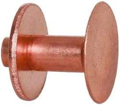 Made in USA - #8 Wire Body Diam, Flat Copper Belt Rivet with Washer - 1/2" Length Under Head, 1/2" Head Diam - Exact Tool & Supply
