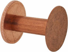 Made in USA - #8 Wire Body Diam, Flat Copper Belt Rivet with Washer - 5/8" Length Under Head, 1/2" Head Diam - Exact Tool & Supply
