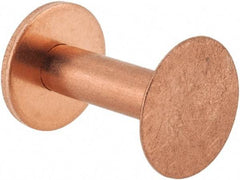 Made in USA - #8 Wire Body Diam, Flat Copper Belt Rivet with Washer - 3/4" Length Under Head, 1/2" Head Diam - Exact Tool & Supply