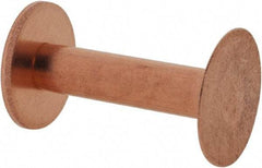 Made in USA - #8 Wire Body Diam, Flat Copper Belt Rivet with Washer - 7/8" Length Under Head, 1/2" Head Diam - Exact Tool & Supply
