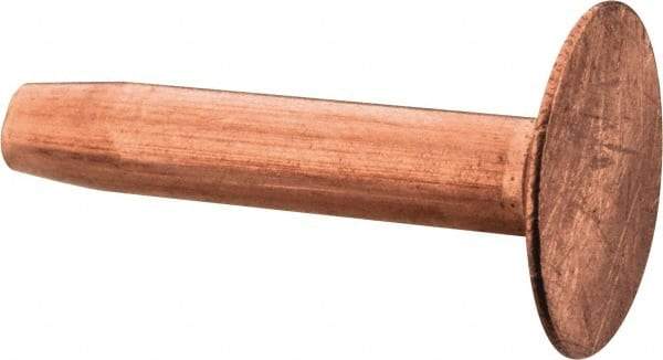 Made in USA - #9 Wire Body Diam, Flat Copper Belt Rivet with Washer - 7/8" Length Under Head, 15/32" Head Diam - Exact Tool & Supply