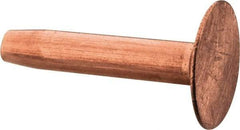 Made in USA - #9 Wire Body Diam, Flat Copper Belt Rivet with Washer - 7/8" Length Under Head, 15/32" Head Diam - Exact Tool & Supply
