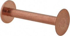 Made in USA - #9 Wire Body Diam, Flat Copper Belt Rivet with Washer - 1-1/4" Length Under Head, 15/32" Head Diam - Exact Tool & Supply