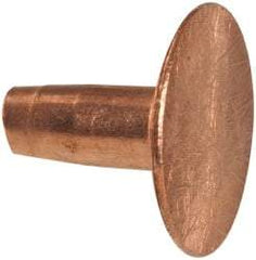 Made in USA - #10 Wire Body Diam, Flat Copper Belt Rivet with Washer - 3/8" Length Under Head, 7/16" Head Diam - Exact Tool & Supply